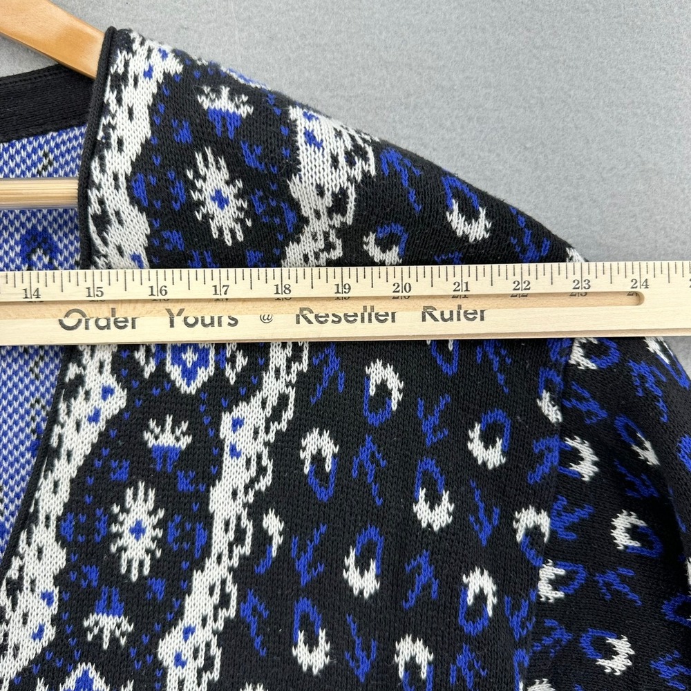 VTG MIXIT Cardigan Sweater Blue White Black Geometric Button Front M 90sSize M - Picture 4 of 8